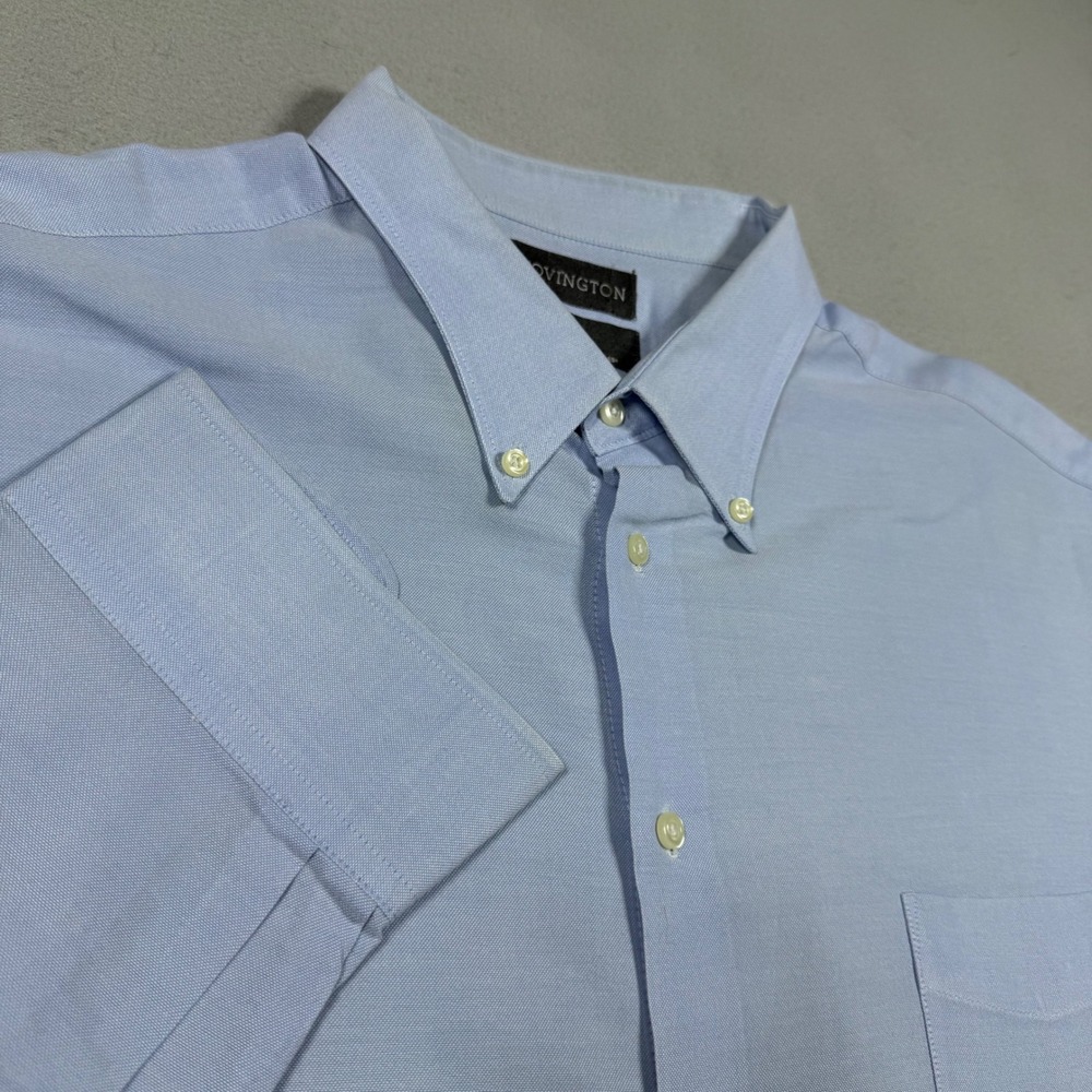 Covington Mens Light Blue Long Sleeve Button Down Oxford Dress Shirt XXL 18-18.5